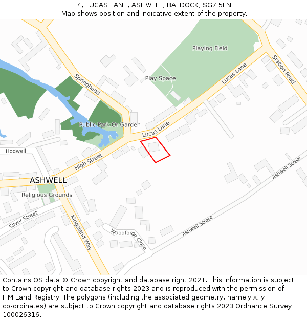 4, LUCAS LANE, ASHWELL, BALDOCK, SG7 5LN: Location map and indicative extent of plot