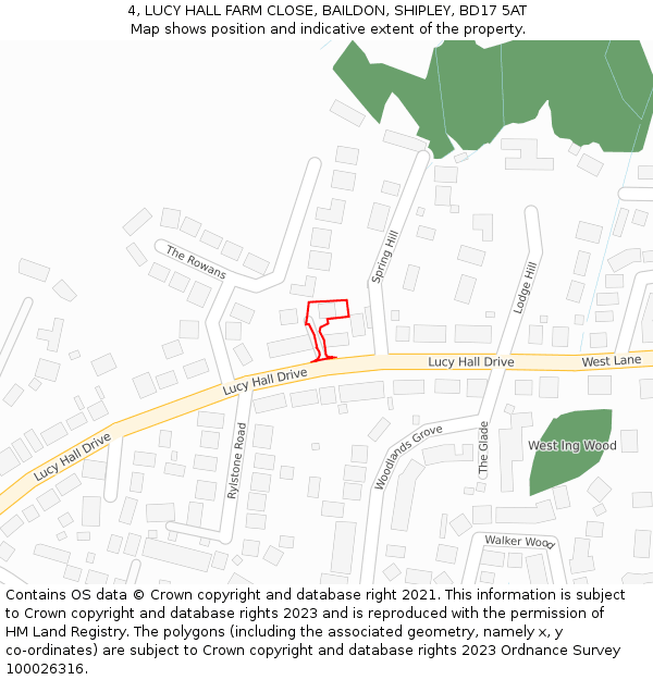 4, LUCY HALL FARM CLOSE, BAILDON, SHIPLEY, BD17 5AT: Location map and indicative extent of plot