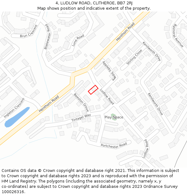 4, LUDLOW ROAD, CLITHEROE, BB7 2RJ: Location map and indicative extent of plot