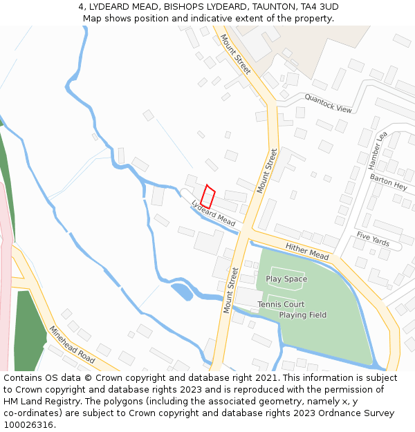 4, LYDEARD MEAD, BISHOPS LYDEARD, TAUNTON, TA4 3UD: Location map and indicative extent of plot