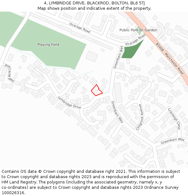 4, LYMBRIDGE DRIVE, BLACKROD, BOLTON, BL6 5TJ: Location map and indicative extent of plot