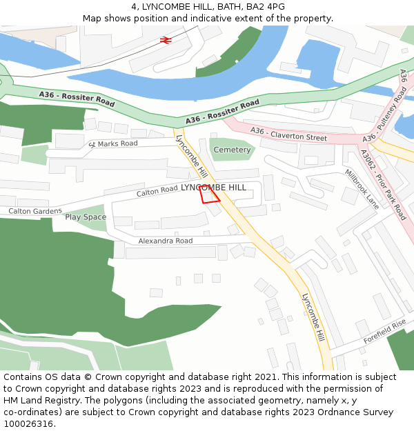 4, LYNCOMBE HILL, BATH, BA2 4PG: Location map and indicative extent of plot