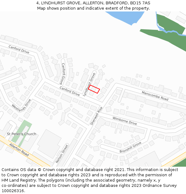 4, LYNDHURST GROVE, ALLERTON, BRADFORD, BD15 7AS: Location map and indicative extent of plot