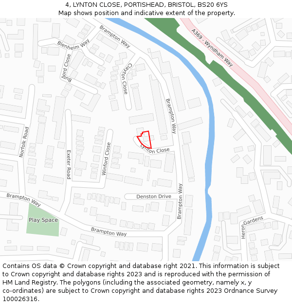 4, LYNTON CLOSE, PORTISHEAD, BRISTOL, BS20 6YS: Location map and indicative extent of plot