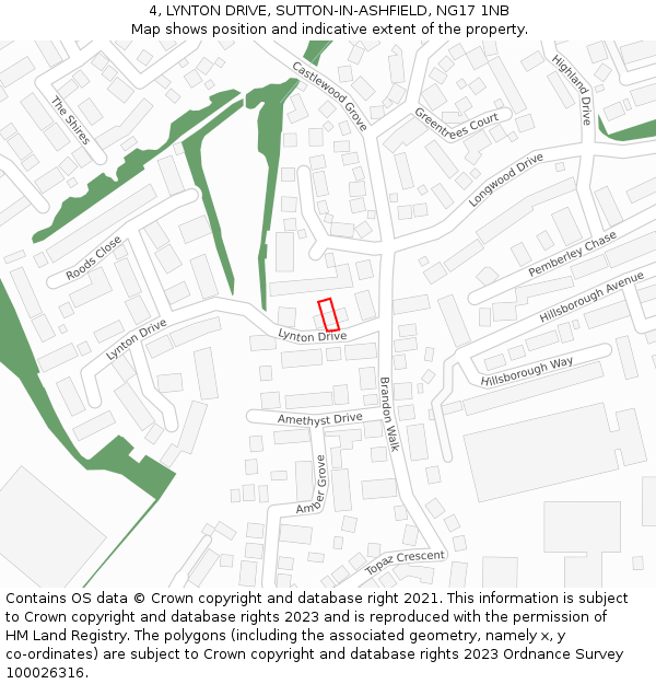 4, LYNTON DRIVE, SUTTON-IN-ASHFIELD, NG17 1NB: Location map and indicative extent of plot