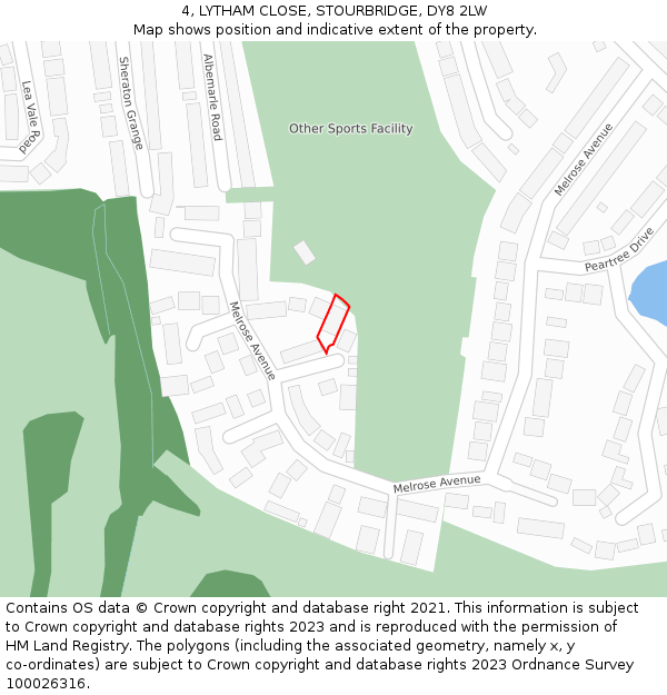 4, LYTHAM CLOSE, STOURBRIDGE, DY8 2LW: Location map and indicative extent of plot