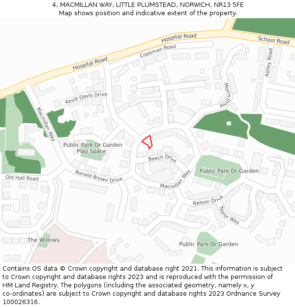 4, MACMILLAN WAY, LITTLE PLUMSTEAD, NORWICH, NR13 5FE: Location map and indicative extent of plot