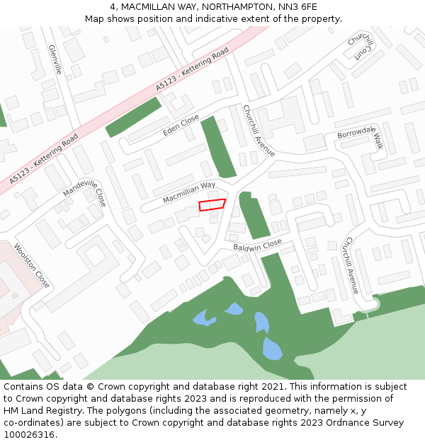 4, MACMILLAN WAY, NORTHAMPTON, NN3 6FE: Location map and indicative extent of plot