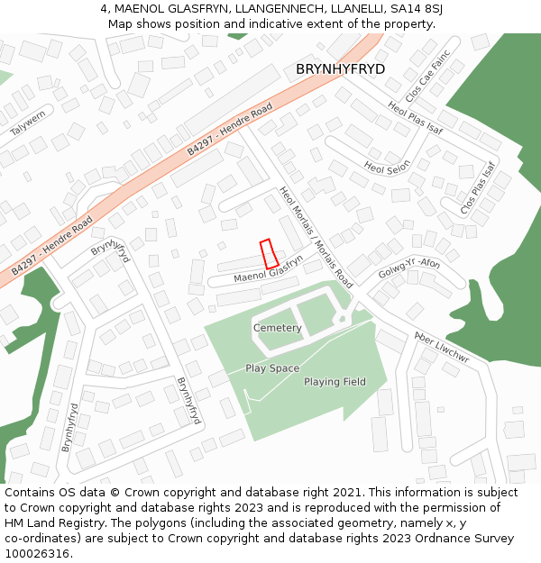 4, MAENOL GLASFRYN, LLANGENNECH, LLANELLI, SA14 8SJ: Location map and indicative extent of plot