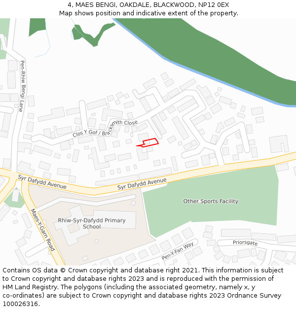 4, MAES BENGI, OAKDALE, BLACKWOOD, NP12 0EX: Location map and indicative extent of plot