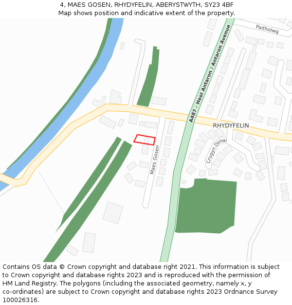 4, MAES GOSEN, RHYDYFELIN, ABERYSTWYTH, SY23 4BF: Location map and indicative extent of plot