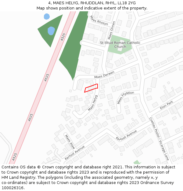 4, MAES HELYG, RHUDDLAN, RHYL, LL18 2YG: Location map and indicative extent of plot