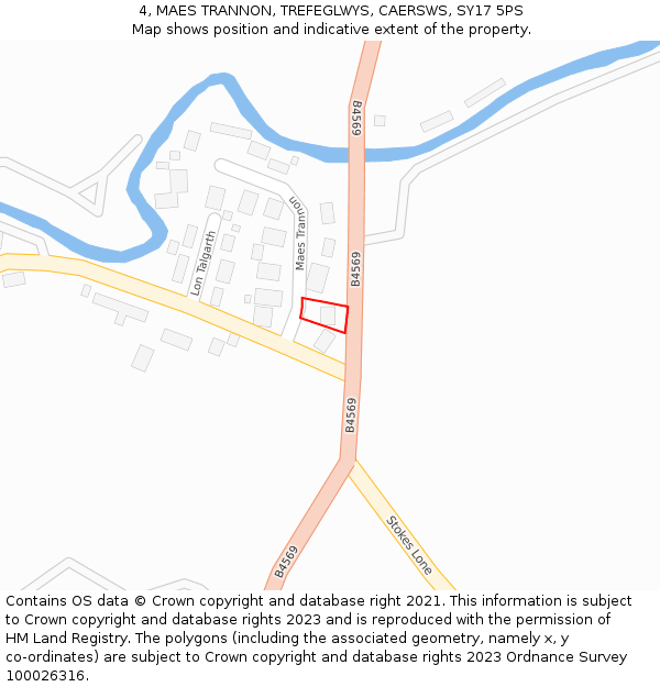 4, MAES TRANNON, TREFEGLWYS, CAERSWS, SY17 5PS: Location map and indicative extent of plot