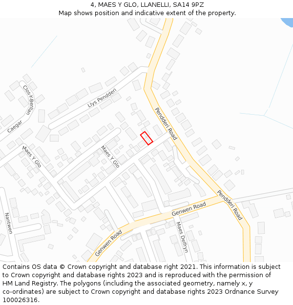 4, MAES Y GLO, LLANELLI, SA14 9PZ: Location map and indicative extent of plot