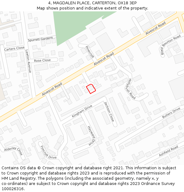 4, MAGDALEN PLACE, CARTERTON, OX18 3EP: Location map and indicative extent of plot