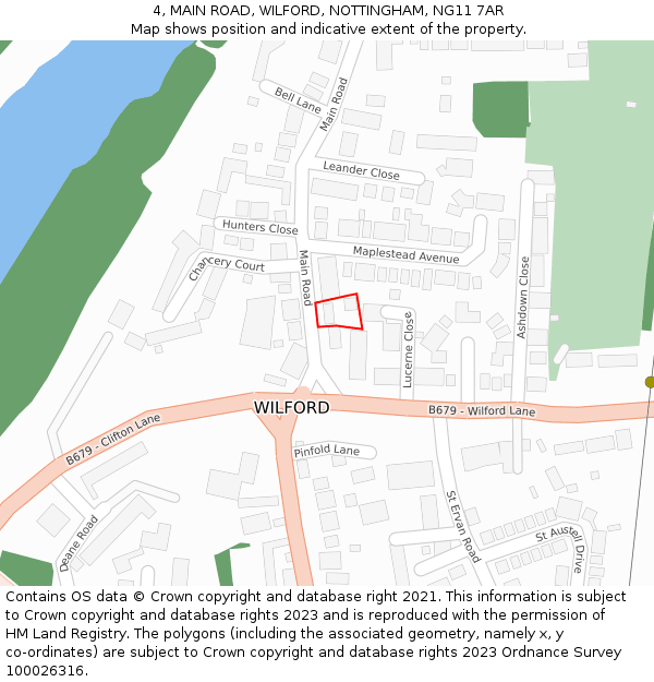 4, MAIN ROAD, WILFORD, NOTTINGHAM, NG11 7AR: Location map and indicative extent of plot