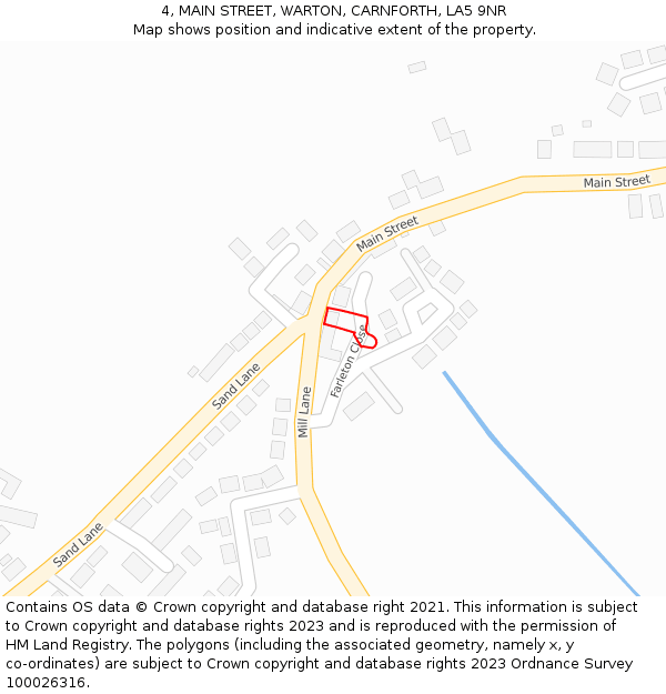 4, MAIN STREET, WARTON, CARNFORTH, LA5 9NR: Location map and indicative extent of plot