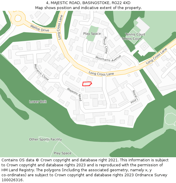 4, MAJESTIC ROAD, BASINGSTOKE, RG22 4XD: Location map and indicative extent of plot