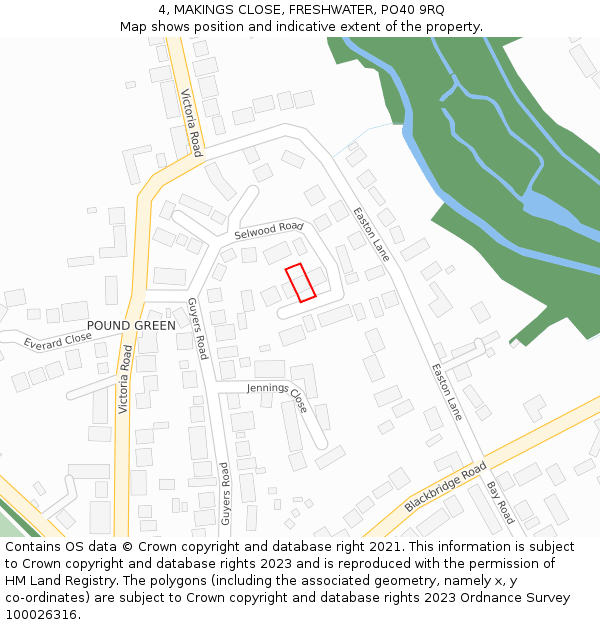 4, MAKINGS CLOSE, FRESHWATER, PO40 9RQ: Location map and indicative extent of plot