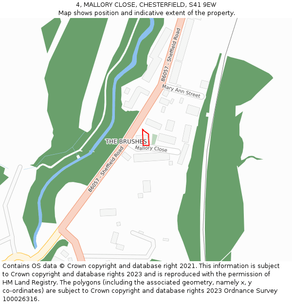 4, MALLORY CLOSE, CHESTERFIELD, S41 9EW: Location map and indicative extent of plot