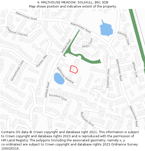 4, MALTHOUSE MEADOW, SOLIHULL, B91 3DB: Location map and indicative extent of plot