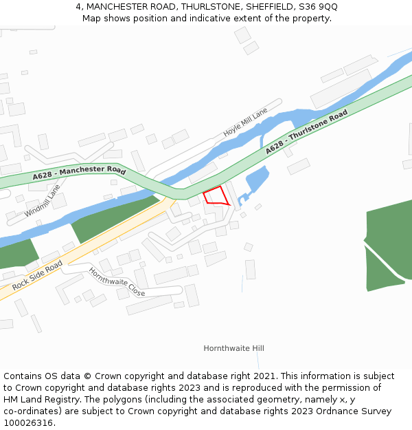 4, MANCHESTER ROAD, THURLSTONE, SHEFFIELD, S36 9QQ: Location map and indicative extent of plot