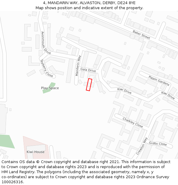 4, MANDARIN WAY, ALVASTON, DERBY, DE24 8YE: Location map and indicative extent of plot