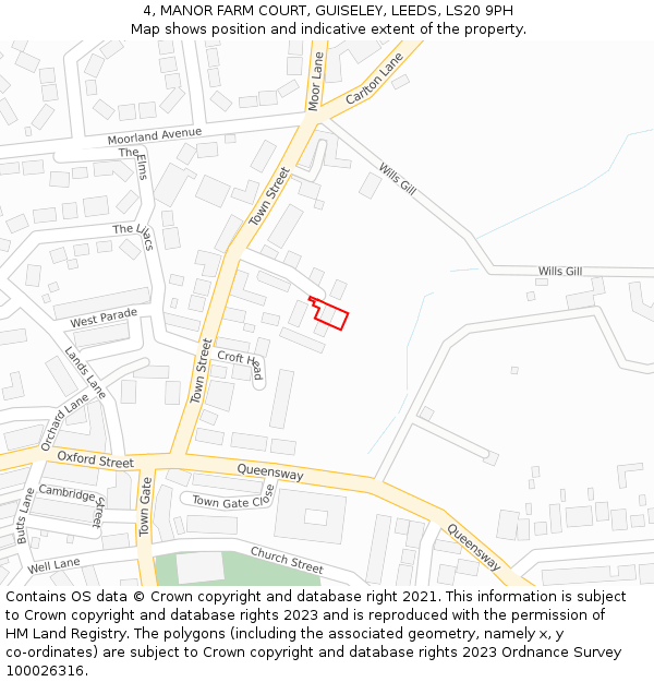 4, MANOR FARM COURT, GUISELEY, LEEDS, LS20 9PH: Location map and indicative extent of plot