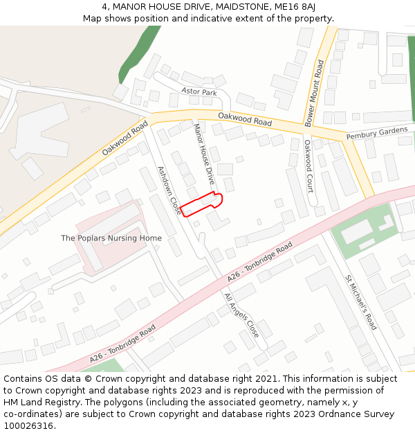 4, MANOR HOUSE DRIVE, MAIDSTONE, ME16 8AJ: Location map and indicative extent of plot