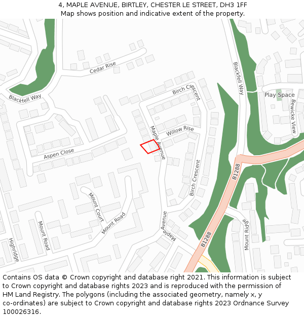 4, MAPLE AVENUE, BIRTLEY, CHESTER LE STREET, DH3 1FF: Location map and indicative extent of plot