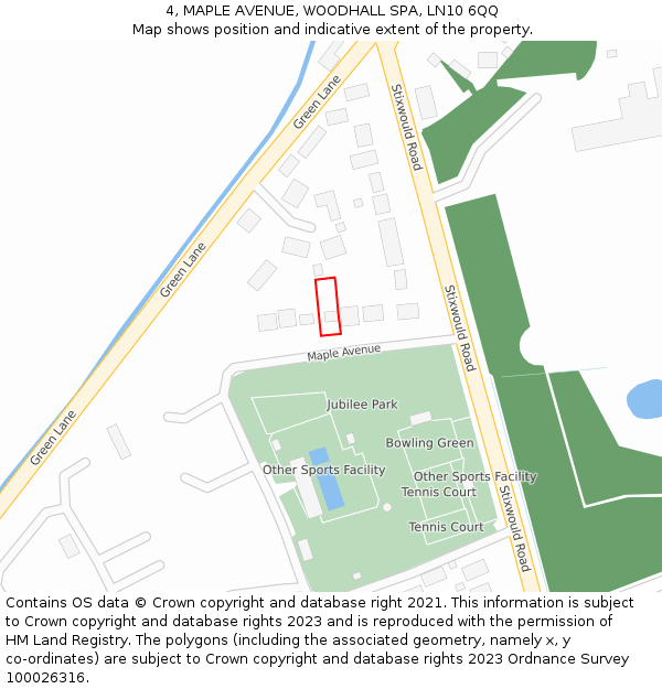 4, MAPLE AVENUE, WOODHALL SPA, LN10 6QQ: Location map and indicative extent of plot