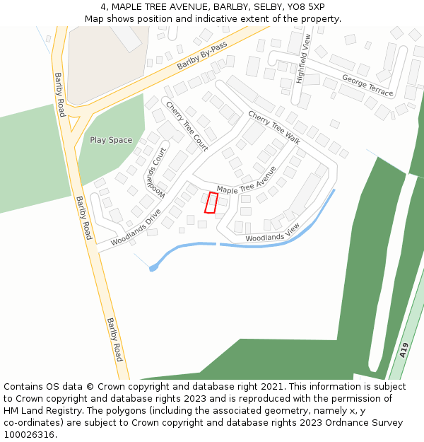 4, MAPLE TREE AVENUE, BARLBY, SELBY, YO8 5XP: Location map and indicative extent of plot