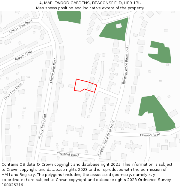 4, MAPLEWOOD GARDENS, BEACONSFIELD, HP9 1BU: Location map and indicative extent of plot