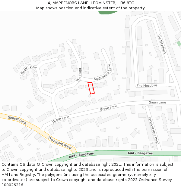 4, MAPPENORS LANE, LEOMINSTER, HR6 8TG: Location map and indicative extent of plot