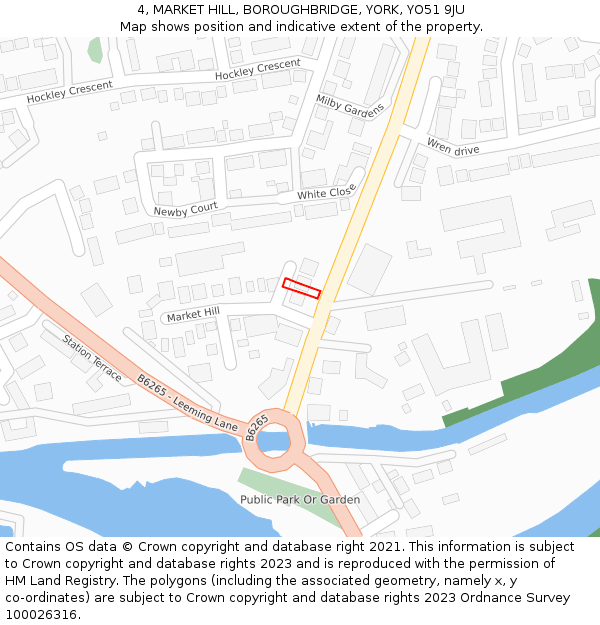 4, MARKET HILL, BOROUGHBRIDGE, YORK, YO51 9JU: Location map and indicative extent of plot