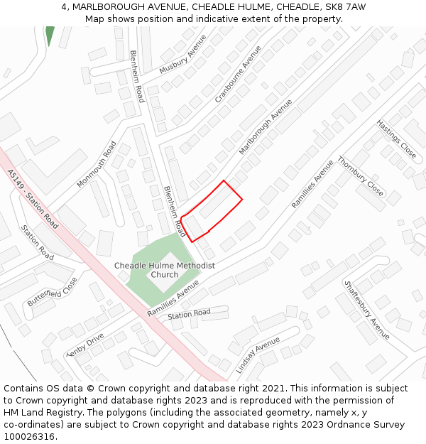 4, MARLBOROUGH AVENUE, CHEADLE HULME, CHEADLE, SK8 7AW: Location map and indicative extent of plot