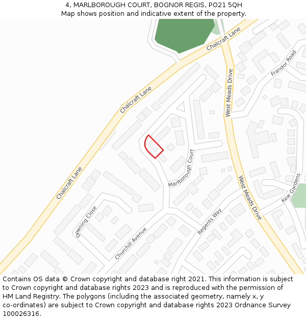 4, MARLBOROUGH COURT, BOGNOR REGIS, PO21 5QH: Location map and indicative extent of plot