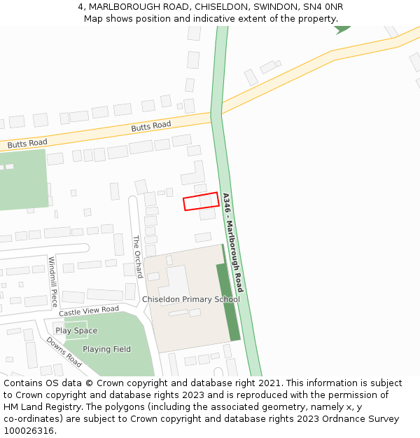 4, MARLBOROUGH ROAD, CHISELDON, SWINDON, SN4 0NR: Location map and indicative extent of plot