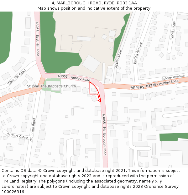 4, MARLBOROUGH ROAD, RYDE, PO33 1AA: Location map and indicative extent of plot