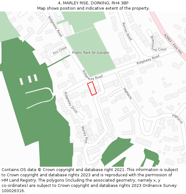 4, MARLEY RISE, DORKING, RH4 3BP: Location map and indicative extent of plot