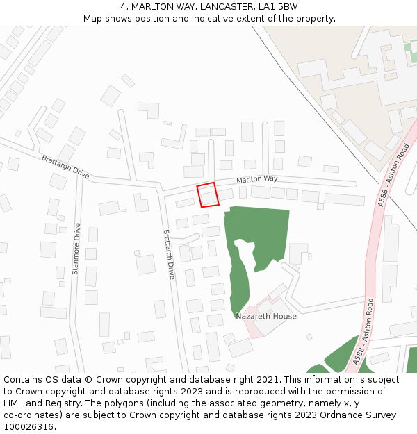 4, MARLTON WAY, LANCASTER, LA1 5BW: Location map and indicative extent of plot