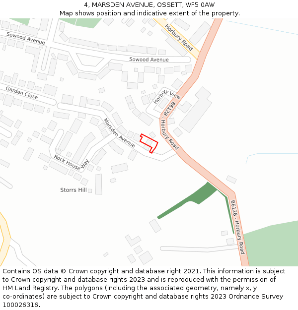 4, MARSDEN AVENUE, OSSETT, WF5 0AW: Location map and indicative extent of plot