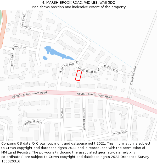 4, MARSH BROOK ROAD, WIDNES, WA8 5DZ: Location map and indicative extent of plot