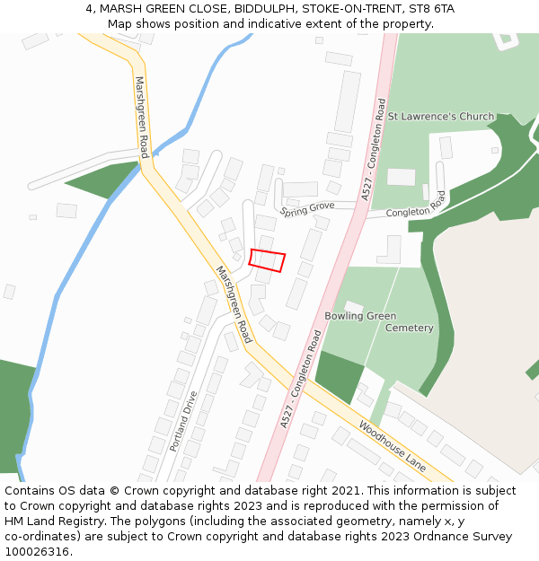 4, MARSH GREEN CLOSE, BIDDULPH, STOKE-ON-TRENT, ST8 6TA: Location map and indicative extent of plot