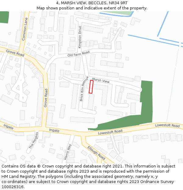 4, MARSH VIEW, BECCLES, NR34 9RT: Location map and indicative extent of plot