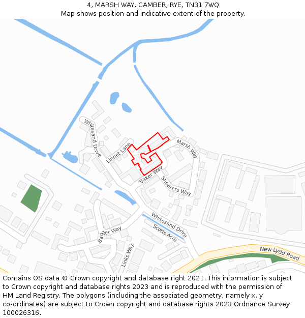 4, MARSH WAY, CAMBER, RYE, TN31 7WQ: Location map and indicative extent of plot