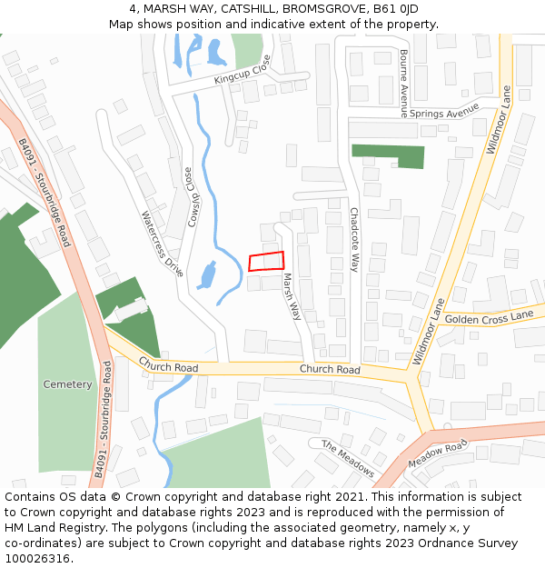 4, MARSH WAY, CATSHILL, BROMSGROVE, B61 0JD: Location map and indicative extent of plot