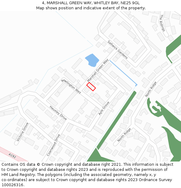 4, MARSHALL GREEN WAY, WHITLEY BAY, NE25 9GL: Location map and indicative extent of plot