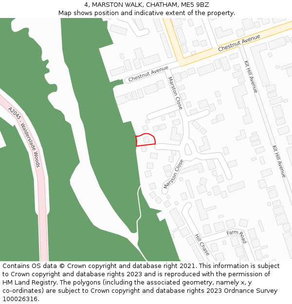 4, MARSTON WALK, CHATHAM, ME5 9BZ: Location map and indicative extent of plot