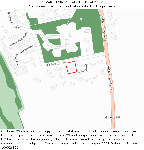 4, MARTIN GROVE, WAKEFIELD, WF2 6RZ: Location map and indicative extent of plot